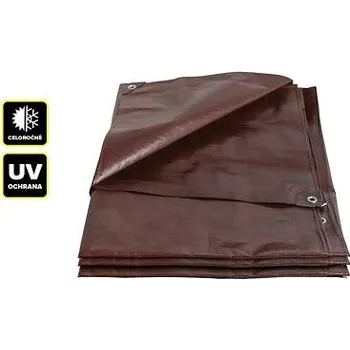 Krycí plachta PROTECO plachta 10x20 m EXTRA SILNÁ PROFI nepromokavá s oky hnědá 200g/m2