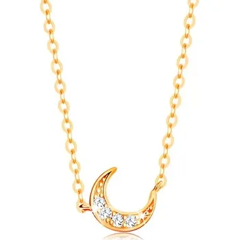Náhrdelník Náhrdelník ze žlutého 14K zlata - řetízek z oválných oček, cíp měsíce se zirkony