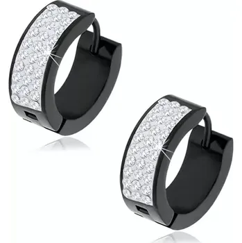 Náušnice Ocelové náušnice černé barvy, blyštivý proužek s čirými zirkony