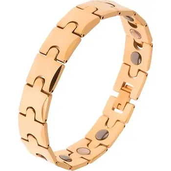 Náramek Wolframový náramek, zlatá barva, motiv puzzle, magnetické kuličky