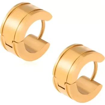 Náušnice Zlaté náušnice z oceli, lesklé kruhy, žlábky u okrajů