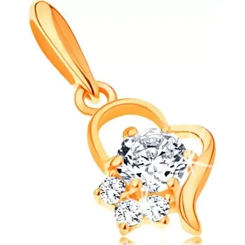 Přívěsek Zlatý přívěsek 585 - kontura nepravidelného srdce s čirými zirkony