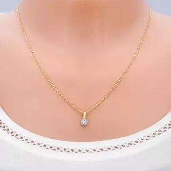 Přívěsek Přívěsek ze žlutého 14K zlata - blýskavý zirkonový kvítek čiré barvy