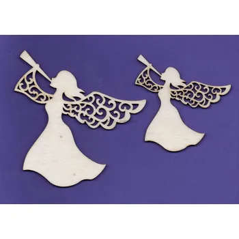 Výřez z překližky, D38/2, ANDĚL S FLÉTNOU-malý, 80x72mm, 1ks