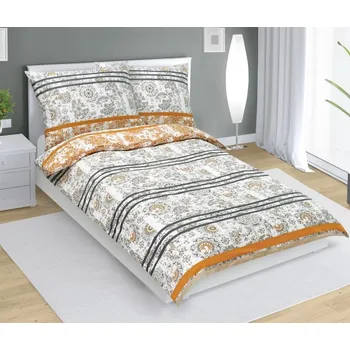 Povlečení veratex Povlečení bavlněné retro šedooranžové 140x200, 70x90 cm