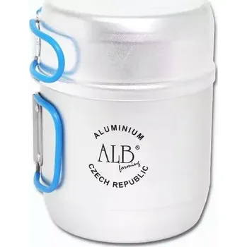 Kempingové nádobí Nádobí ALB pro jednu osobu ELOX (Dvojdílné nádobí pro jednu osobu, hliníkové s anodizovaným povrchem - eloxované.)