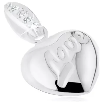 Přívěsek Stříbrný přívěsek 925, vypouklé srdíčko, nápis "Love", zirkony