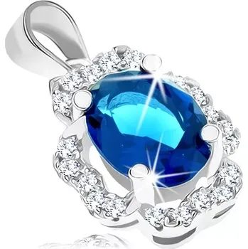 Přívěsek Přívěsek ze stříbra 925, zirkonový ovál v tmavě modré barvě, čirá obruba