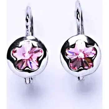 Náušnice Stříbrné náušnice kytička Swarovski rose - NK1300 (Stříbrné náušnice Swarovski kytičky)