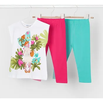 Dívčí kalhoty Bavlněný komplet 2 legínové kalhoty a triko Mayoral 3709 Rozměr: 122