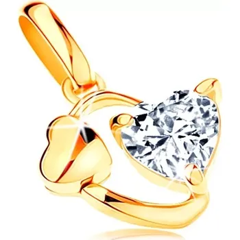 Přívěsek Přívěsek ze žlutého 14K zlata - obrys oválu se srdíčkem a čirým zirkonem