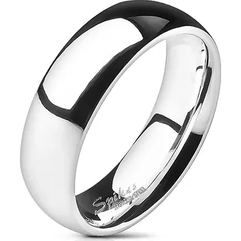 Prsten Ocelový prsten - stříbrný, hladký, lesklý, 6 mm - Velikost: 62