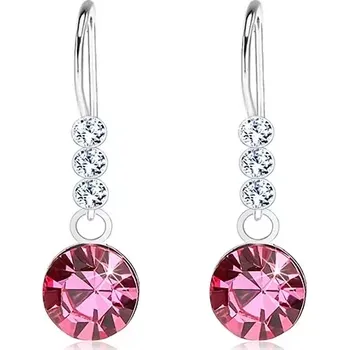 Náušnice Stříbrné náušnice 925, krystaly Swarovski čiré a růžové barvy