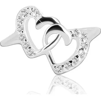 Prsten Stříbrný prsten 925 - propletená srdce vykládaná zirkony - Velikost: 55