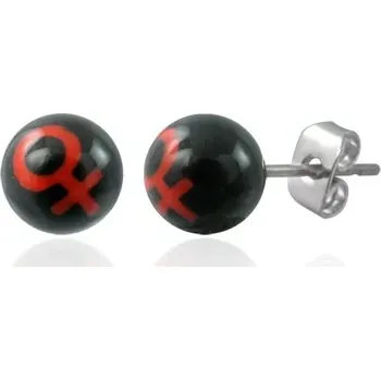 Náušnice Malé náušnice z oceli kuličky - symbol ŽENA