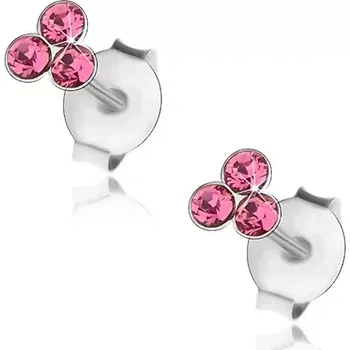 Náušnice Náušnice ze stříbra 925, trojice růžových krystalků Swarovski