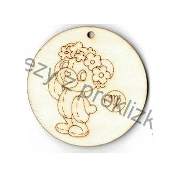 Stavební deska Výřez z překližky, J37, přívěsek-horoskop, medvídek PANNA, 6cm, 1ks