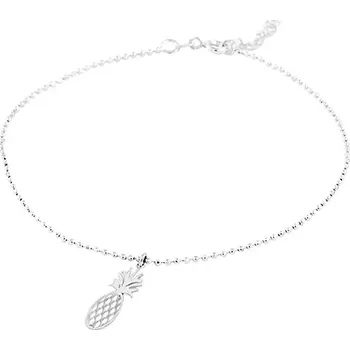 Řetízek Stříbrný 925 kuličkový řetízek na nohu, přívěsek - ananas