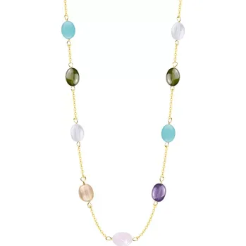 Náhrdelník Náhrdelník ze žlutého zlata 585 - barevné oválné zirkony, 500 mm