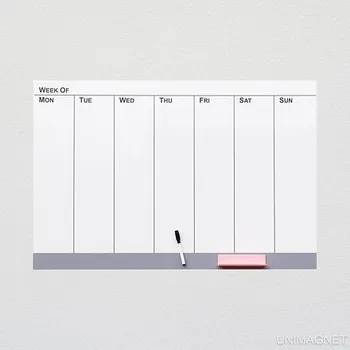Kancelářský nábytek Týdenní plánovací kalendář – pokovená samolepicí fólie popisovatelná fixy na&nbsp;whiteboard, 90 × 60 cm,