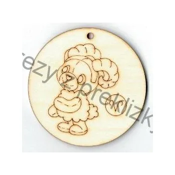 Stavební deska Výřez z překližky, J44, přívěsek-horoskop, medvídek BERAN, 6cm, 1ks