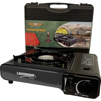 Turistický vařič Cestovní plynový vařič na kartuše Laudmann LM-040 - včetně kufříku (Cestovní kempingový vařič.)