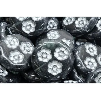 Korálek Korálky mince s kvítky 3037 (21 mm)