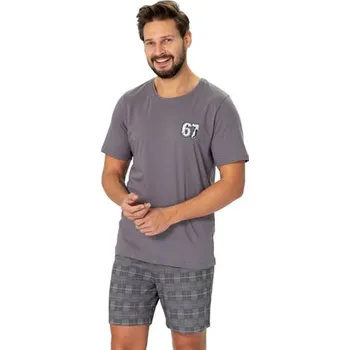 Pánské pyžamo Pánské pyžamo Parker 1277/32 HOTBERG šedá tmavá XXL