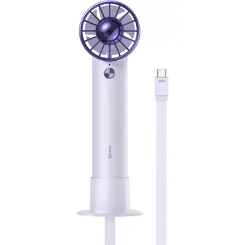 Domácí ventilátor Přenosný ventilátor / větrák Baseus s powerbankou (4000mAh) s dobíjecím kabelem USB Typ C ,fialová (ACFX010105)