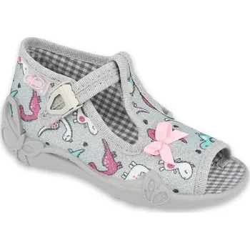 Dívčí bačkory BEFADO 213P123 dívčí bačkorky stříbrné dino 18 213P123_18