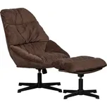 WOOOD Hnědé čalouněné otočné křeslo Oray s podnožkou