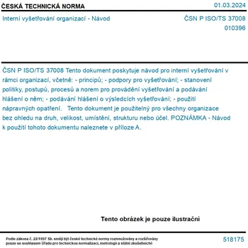 ČSN P ISO/TS 37008 - Interní vyšetřování organizací - Návod - Tisk