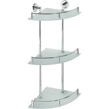 Drátěná police X-ROUND E skl. polička roh. trojitá s hrazdou, 270x660x355mm, chrom