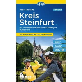 BVA Radwanderkarte Kreis Steinfurt 1:50.000, mit Knotenpunkten und km-Angaben, reiß- und wetterfest, GPS-Tracks Download, E-Bike - BVA BikeMedia GmbH