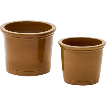 Květináč Set dvou hnědých keramických zahradních květináčů Kave Home Presili Ø 37/47 cm