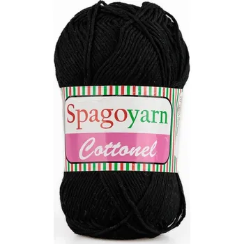 Příze Pletací / háčkovací příze Spagoyarn COTTONEL 115 černá, jednobarevná, 100g/200m
