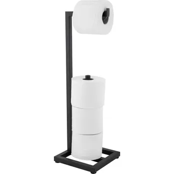 Erga Trapa, hranatý držák WC papíru se zásobníkem na toaletní papír, černá matná, ERG-YKA-P.TRAPA-BLK