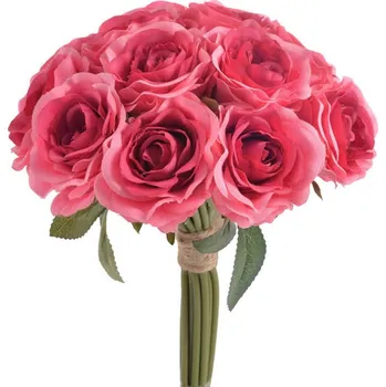 umělá květina Svazek umělých růží fuchsiová 12 kusů