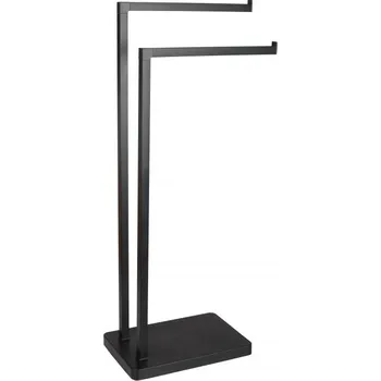Držák na ručník Erga Roki, dvouramenný věšák na ručníky 30,5x20,5x80,5 cm, černá matná, ERG-YKA-P.ROKI-BLK