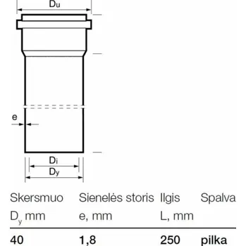 Kanalizační potrubí Vnitřní kanalizační PP potrubí Wavin, O 40 mm, 0,25m