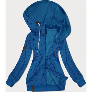 Dámská mikina Světle modrá teplá rozepínací mikina se vzorem kotev (2307) odstíny modré XXL (44)