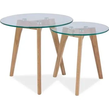 Obývací pokoj Konferenční stolek Signal OSLO S2 dub+sklo, 2v1 50x50 cm