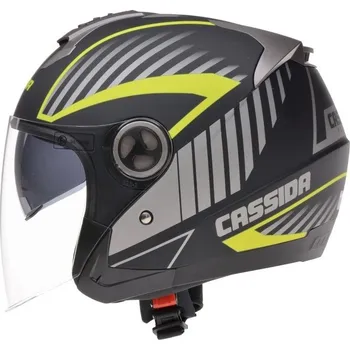 Helma na motorku Cassida Magnum - černo-šedo-fluo žlutá XS