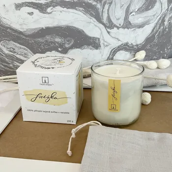 Svíčka Svíčka SNĚŽKA - recyklované sklo střední