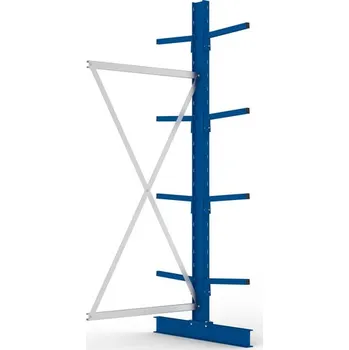 Dílenský regál Konzolový regál META, nástavné pole, oboustr., 4 x rameno, až 220 kg/rameno, 1030 x 1020 x 2500 mm