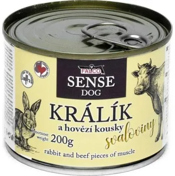 Krmivo pro psa FALCO SENSE Dog králík a hovězí kousky svaloviny, konzerva 200 g