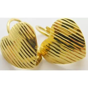 Náušnice Klenoty Budín Dámské klasické zlaté náušnice velká srdce s gravírováním 585/1,76gr HK2254 (Klenoty Budín Dámské klasické zlaté náušnice velká srdce s gravírováním 585/1,76gr HK2254)