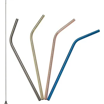 Lurch - Trendy nerezová zahnutá brčka 00240992 -21,5 cm barevná (4 ks+ kartáček)