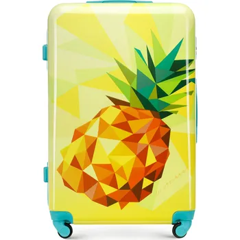 Žlutá velký kufr z ABS-u a potiskem | WITTCHEN | 56-3A-643-55