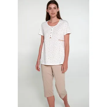 Dámské pyžamo Vamp - Pyžamo s knoflíkovou légou 20386 - Vamp cream S